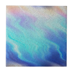 Aqua Blue Paars Pastel Mosaic Tiles Tegeltje