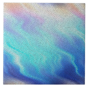 Aqua Blue Paars Pastel Mosaic Tiles Tegeltje