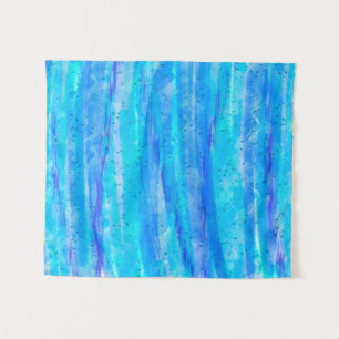 Aqua Blue, Paarse en Blauwgroen Abstracte kunst Wandkleed
