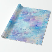 Aqua Blue Paarse Ice Sneeuwkerst Cadeaupapier (Uitgerold)