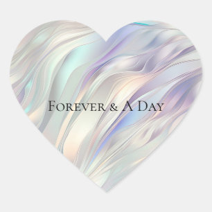 Aqua Blue Paarse Pearl White Wedding Hart Sticker