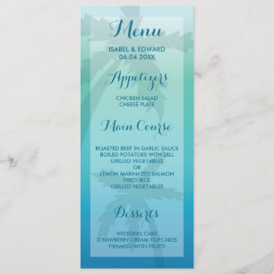 Aqua Blue Palm Tree Mariage Tropical Menu