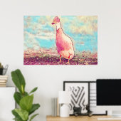 Aqua Blue Peachy Duck Art Decor Poster (Thuiskantoor)