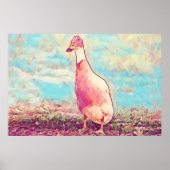 Aqua Blue Peachy Duck Art Decor Poster (Voorkant)