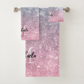 Aqua blue Pink ombre mer galaxie abstraite Monogra (En situation)