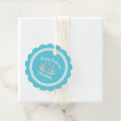 Aqua Blue Princess Tiara Round Bedankjes Labels (In situ)