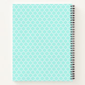 Aqua Blue Quatrefoil Pattern Gepersonaliseerd Noti Notitieboek (Achterkant)