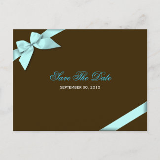Aqua Blue Ribbon Save the Date Aankondiging