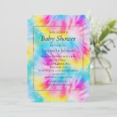 Aqua Blue Roze Gele Tie Dye Kaart (Staand voorkant)