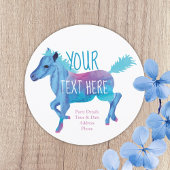 Aqua Blue Roze Pony Ride Uitnodiging voor verjaard
