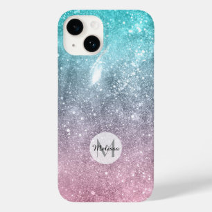 Aqua blue Roze zee sterrenstelsel abstract Monogra Case-Mate iPhone 14 Hoesje