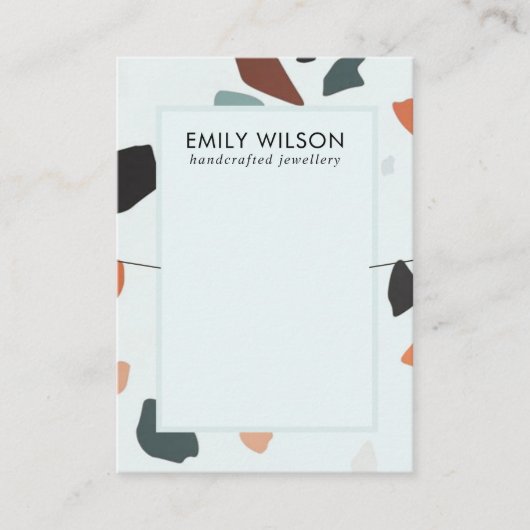 Aqua Blue Rust GreenTerrazzo Band Ketting Display Visitekaartje (Voorkant)