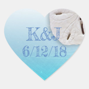 Aqua Blue Sand Dollar Stickers Mariage bord de mer