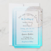 Aqua Blue Sand Dollar Thème Mariage Invitations (Devant)