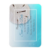 Aqua Blue Sand Dollar Wedding Save the Date Magnet (Vertical)