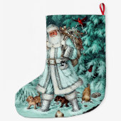  Aqua Blue Santa Claus kerststal Grote Kerstsok (Achterkant)