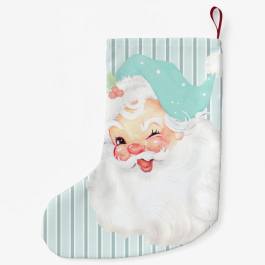  Aqua Blue Santa Wink kerstmis stoppen Kleine Kerstsok (Achterkant)