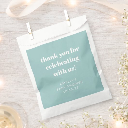 Aqua Blue Schattige Custom Baby shower Dank u Bedankzakje (Geknipt)