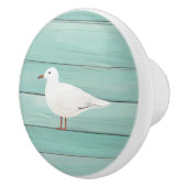 Aqua Blue Sea Gull Faux Wood Seagull Bouton de tir (Droite)