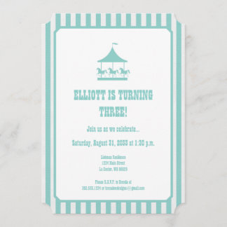 Aqua Blue Seersucker Carousel Uitnodiging