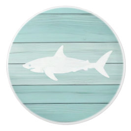 Aqua Blue Shark Faux Wood Lade knop
