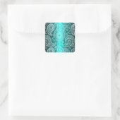 Aqua Blue Shimmer Satin White Lace Paisley Sticker (Tas)