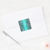 Aqua Blue Shimmer Satin White Lace Paisley Sticker (Envelop)