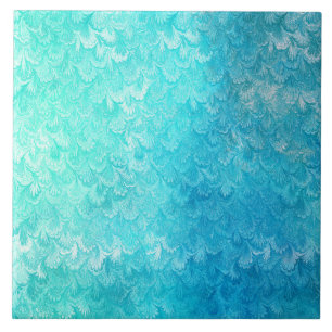 Aqua Blue Shiny Zee Shell Mermaid Fish Scales Tegeltje