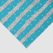 Aqua Blue Silver Sparkly Confetti Stripes Tissuepapier (Detail)