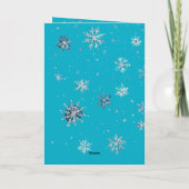 Aqua Blue Silver White Christmas Snowflakes Kaart (Achterkant)