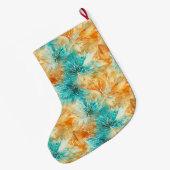 Aqua Blue Sinaasappel Bloemen Kerstnaam Grote Kerstsok (Achterkant (Hangend))