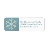 Aqua Blue Snowflake Faux Felt/Embroidery Custom Etiket (Voorkant)