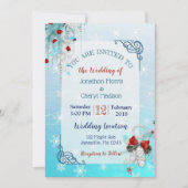 Aqua Blue Snowflake Noël Mariage Invitations (Devant)