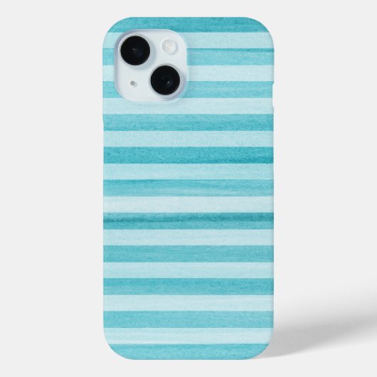 Aqua Blue Soft Stripes Waterverf Patroon Case-Mate iPhone Case (Achterkant)