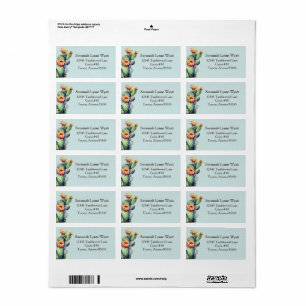 Aqua Blue Southwest Floral Cactus Desert Theme Etiket