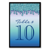 Aqua Blue Sparkle Drippy Numéro de table Siège (Par défaut)