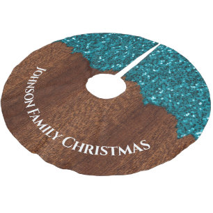 Aqua blue sparkles rustige brown Familienaam aange Kerstboom Rok