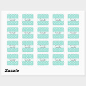 Aqua Blue Square aangepaste polka gestippeld dank  Vierkante Sticker (Vel)