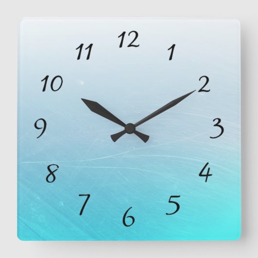 Aqua Blue Square Clock Vierkante Klok (Voorkant)