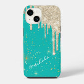 Aqua Blue Star Sparkle Silver Glitter Drivers iPhone Hoesje (Achterkant)
