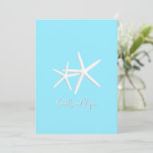 Aqua Blue Starfish Beach Invitations de mariage (Debout devant)