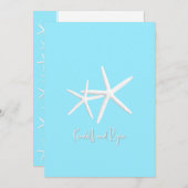 Aqua Blue Starfish Beach Invitations de mariage (Devant / Derrière)