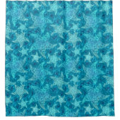Aqua Blue Starfish Motif rideau de douche (Devant)