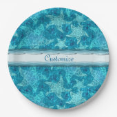 Aqua Blue Starfish Pattern-Borden Papieren Bordje (Voorkant)