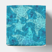 Aqua Blue Starfish Pattern Cube Favor Box Bedankdoosjes (Bovenkant)