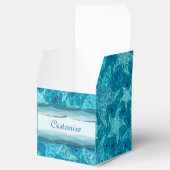 Aqua Blue Starfish Pattern Cube Favor Box Bedankdoosjes (Geopend)