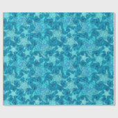 Aqua Blue Starfish Pattern Wrapping Paper Cadeaupapier (Vlak)