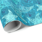 Aqua Blue Starfish Pattern Wrapping Paper Cadeaupapier (Rol Hoek)