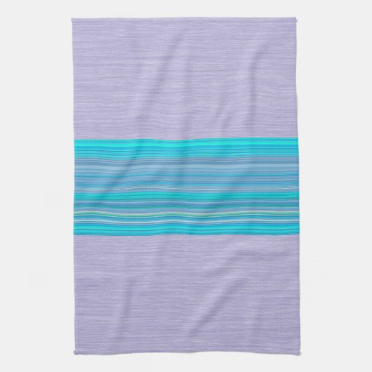 Aqua Blue Striped Pattern op Silver Grey Theedoek (Verticaal)