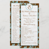 Aqua Blue sur le programme Mariage damassé Brown (Devant / Derrière)